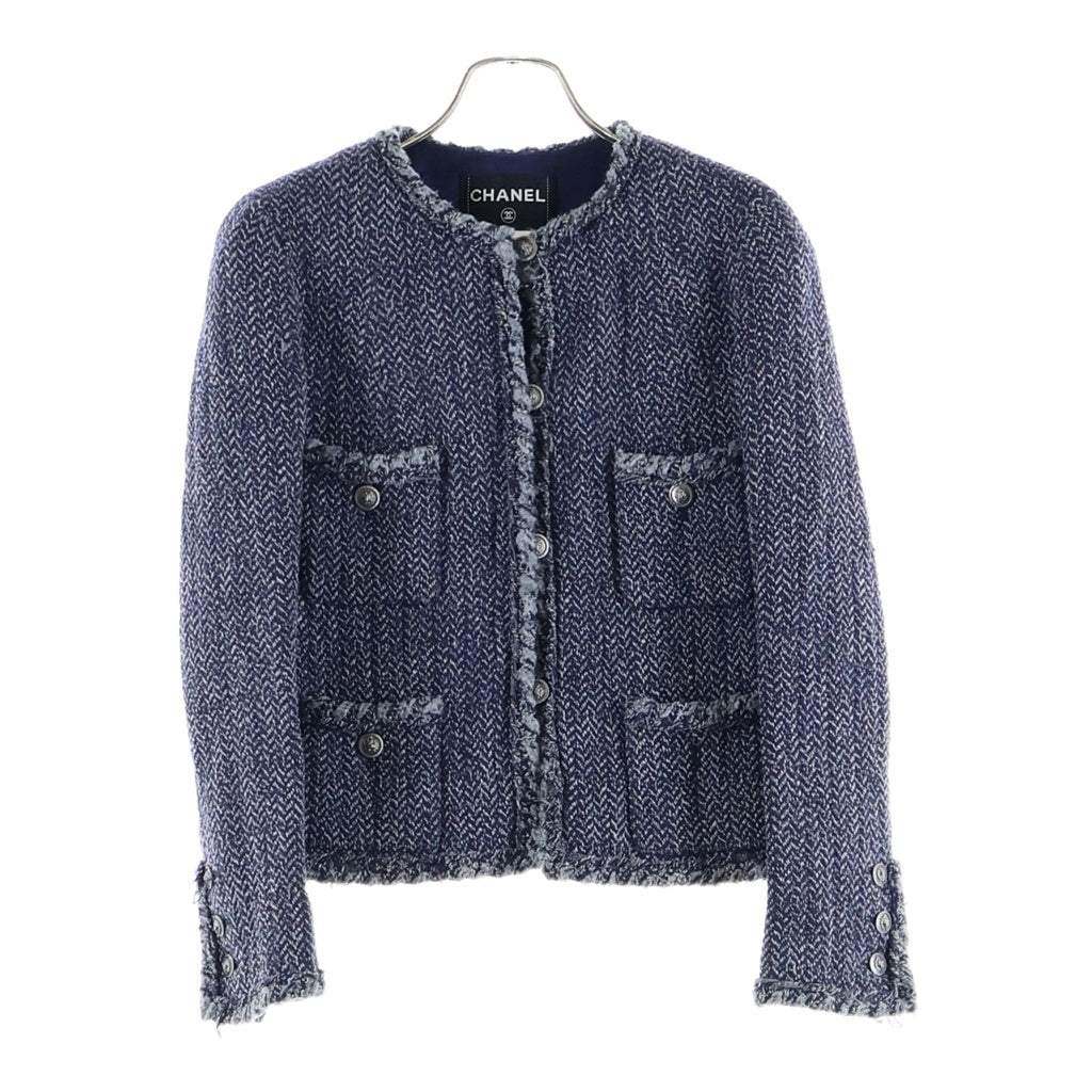 CHANEL(シャネル) ヘリンボーン ライオンボタン ウールジャケット ネイビー P33858V24330 レディース