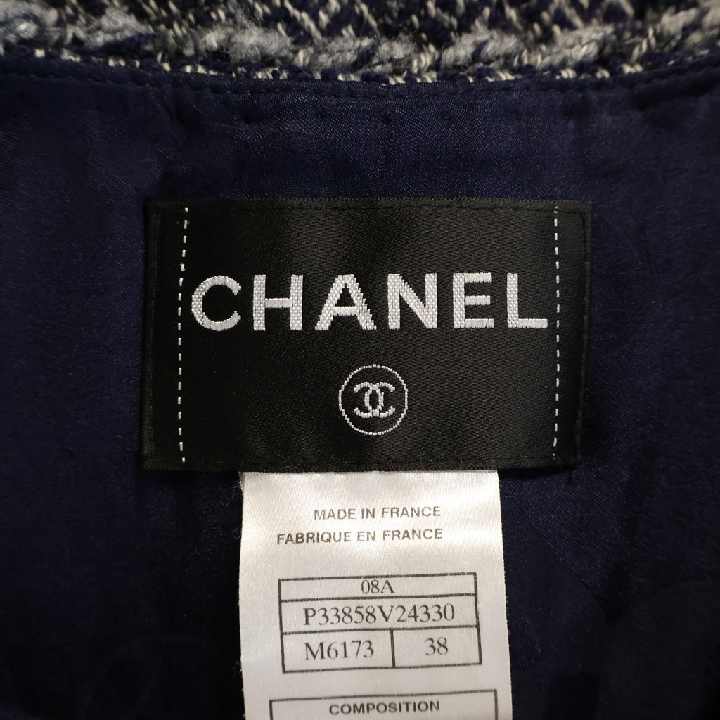 CHANEL(シャネル) ヘリンボーン ライオンボタン ウールジャケット ネイビー P33858V24330 レディース