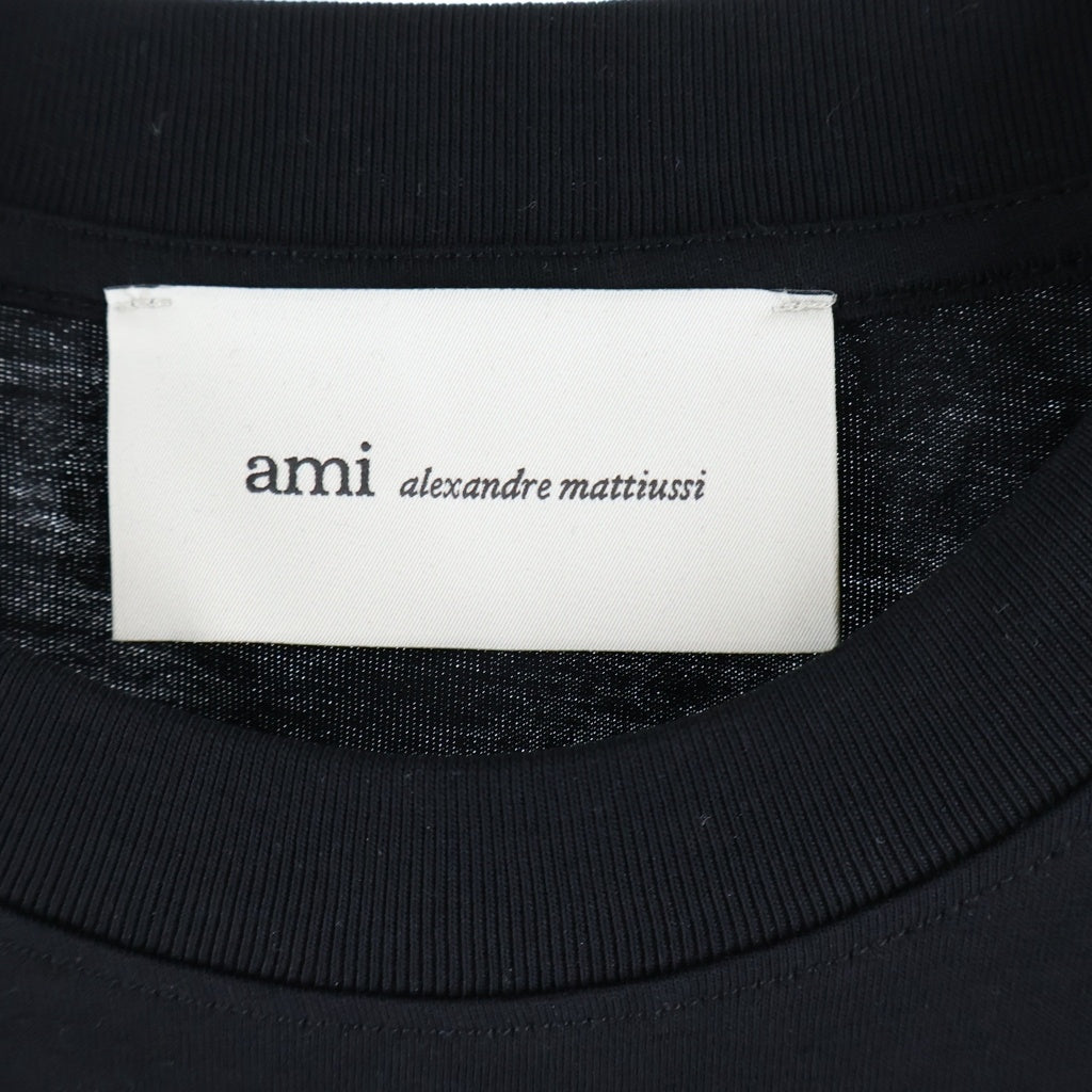 AMI Alexandre Mattiussi(アミアレクサンドルマテュッシ) T-Shirt ハートロゴ刺繍 クルーネックカットソー Tシャツ ブラック FTS347.724