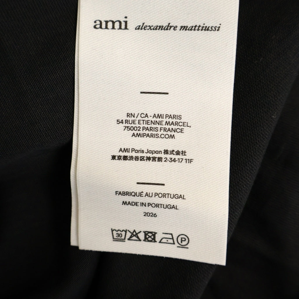 AMI Alexandre Mattiussi(アミアレクサンドルマテュッシ) T-Shirt ハートロゴ刺繍 クルーネックカットソー Tシャツ ブラック FTS347.724