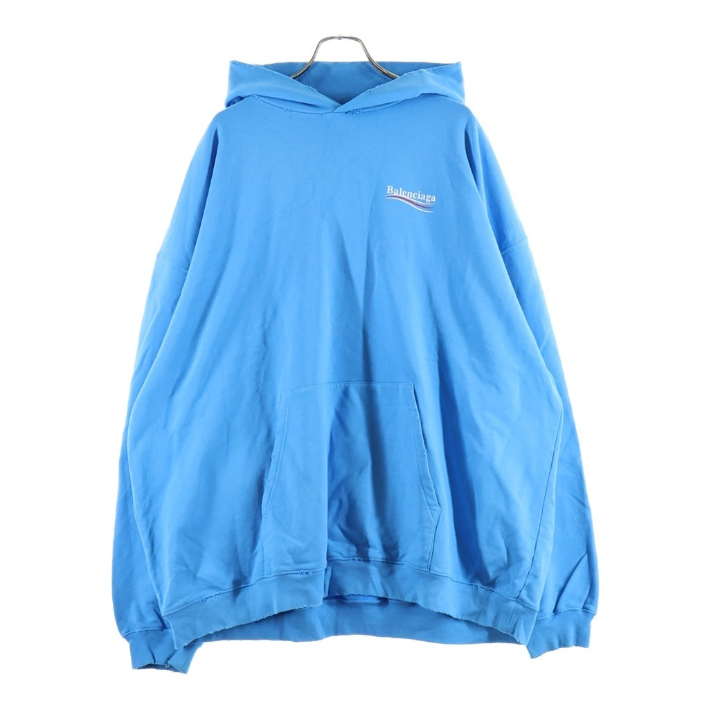 BALENCIAGA(バレンシアガ) Political Campaign Large Fit Hoodie キャンペーンロゴ オーバーサイズ プルオーバーパーカー フーディー ブルー 620973 TNVG6