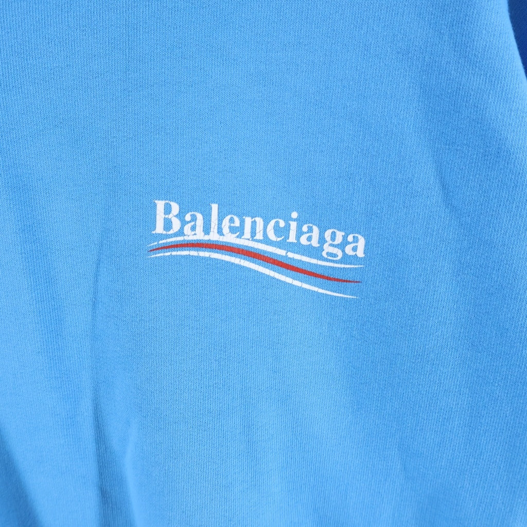 BALENCIAGA(バレンシアガ) Political Campaign Large Fit Hoodie キャンペーンロゴ オーバーサイズ プルオーバーパーカー フーディー ブルー 620973 TNVG6