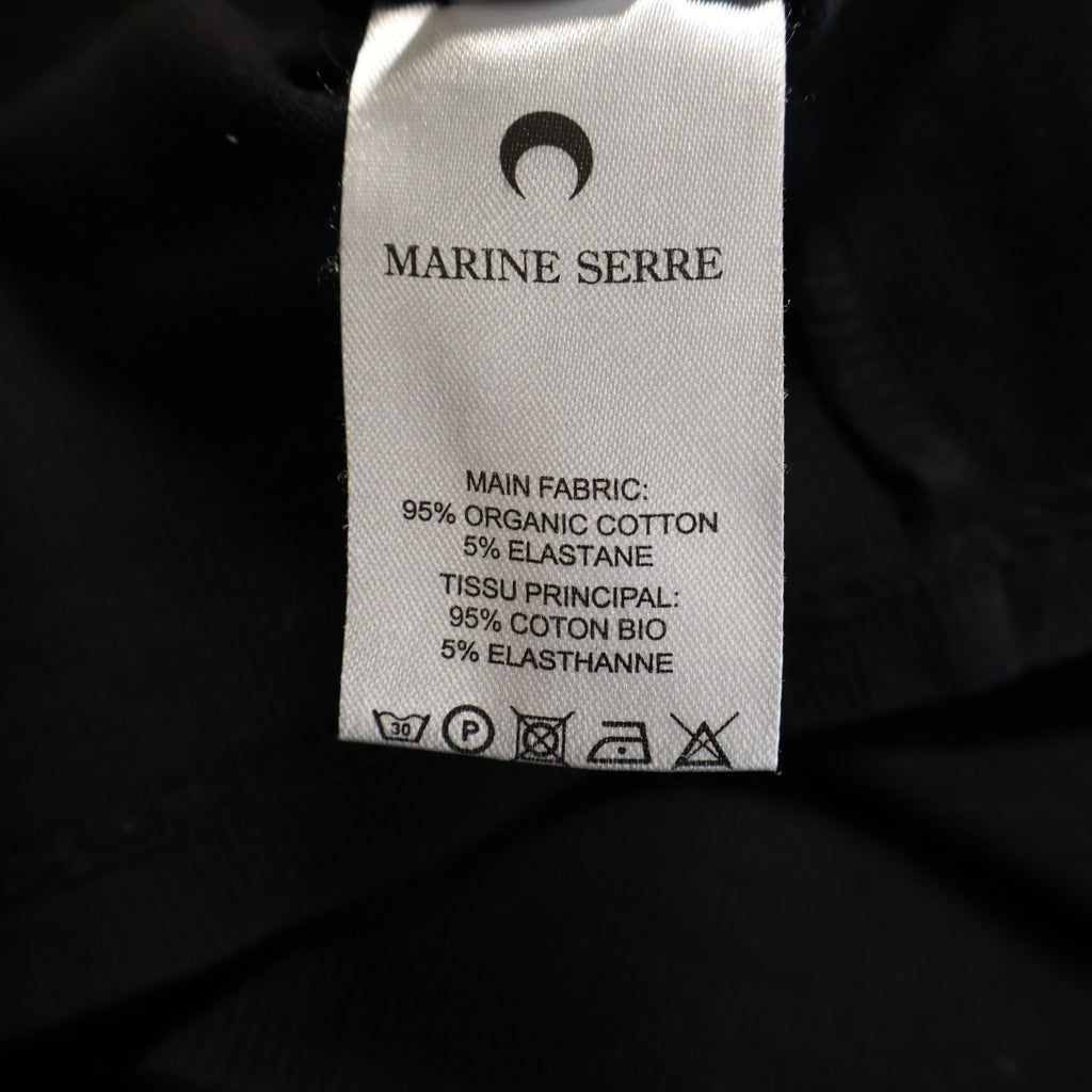 MARINE SERRE(マリーン セル) 胸ロゴ刺繍 ノースリーブカットソー タンクトップ ブラック