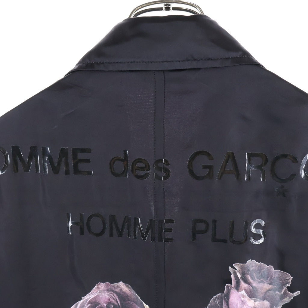 COMME des GARCONS HOMME PLUS(コムデギャルソンオムプリュス) 22SS oversized cupro blazer 花の存在 バックプリントオーバーサイズジャケット ブラック PI-J052