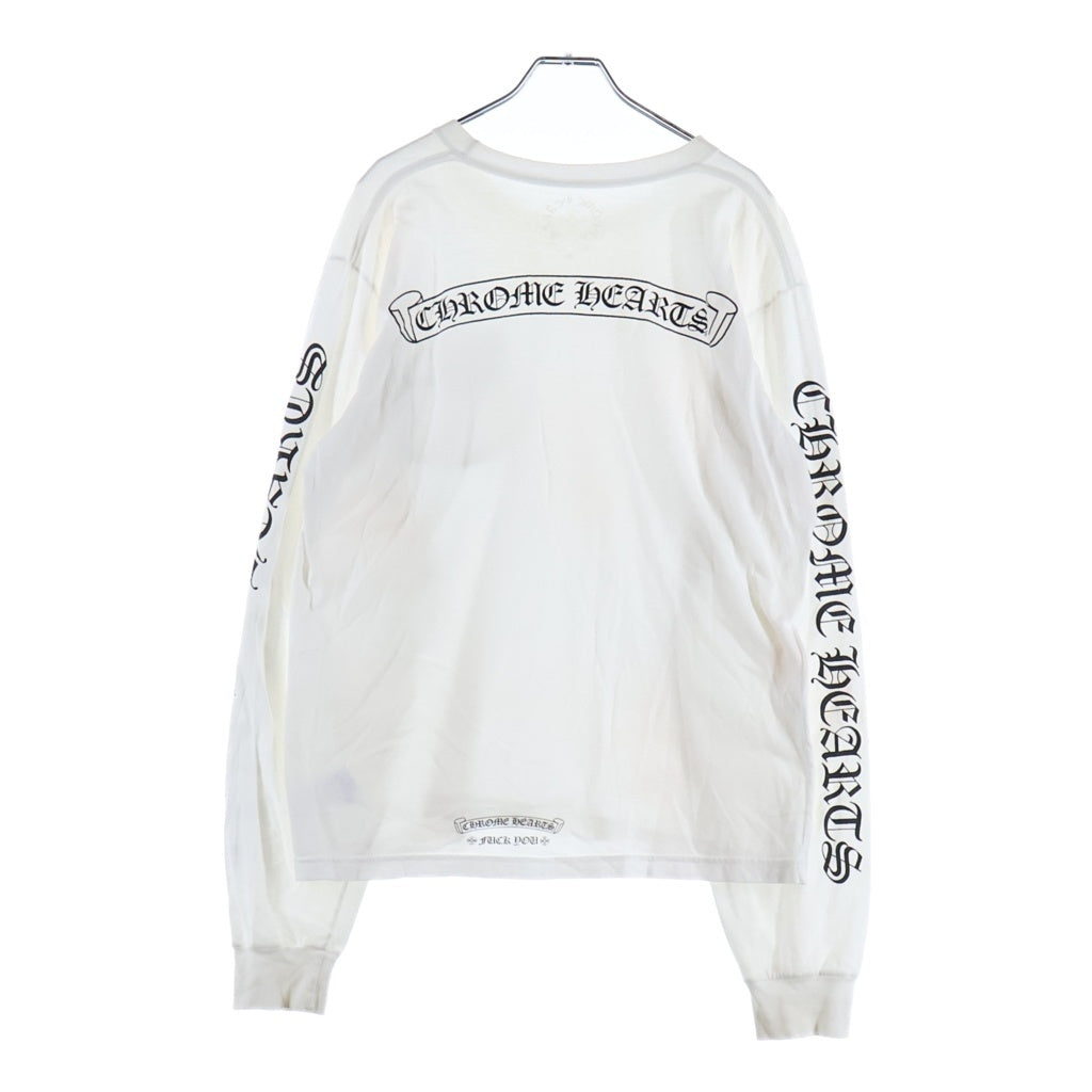 CHROME HEARTS(クロムハーツ) SCROLL LABEL FUCKYOU L/S スクロールラベル ファックユー アームプリント長袖Tシャツ ホワイト