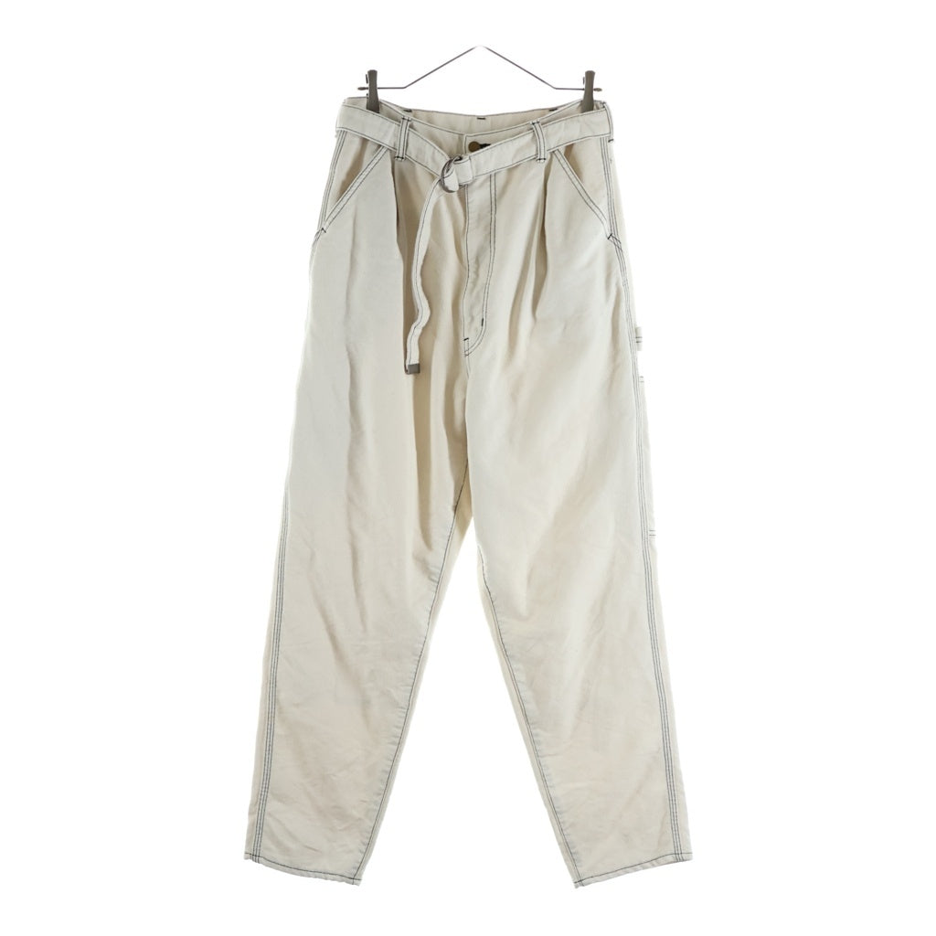 doublet(ダブレット) 20SS Heavy Twill High Waist WideTapered Trouders ヘビーツイル ハイウエスト ワイドテーパード トラウザーズ パンツ ウール アイボリー 20SS08PT118