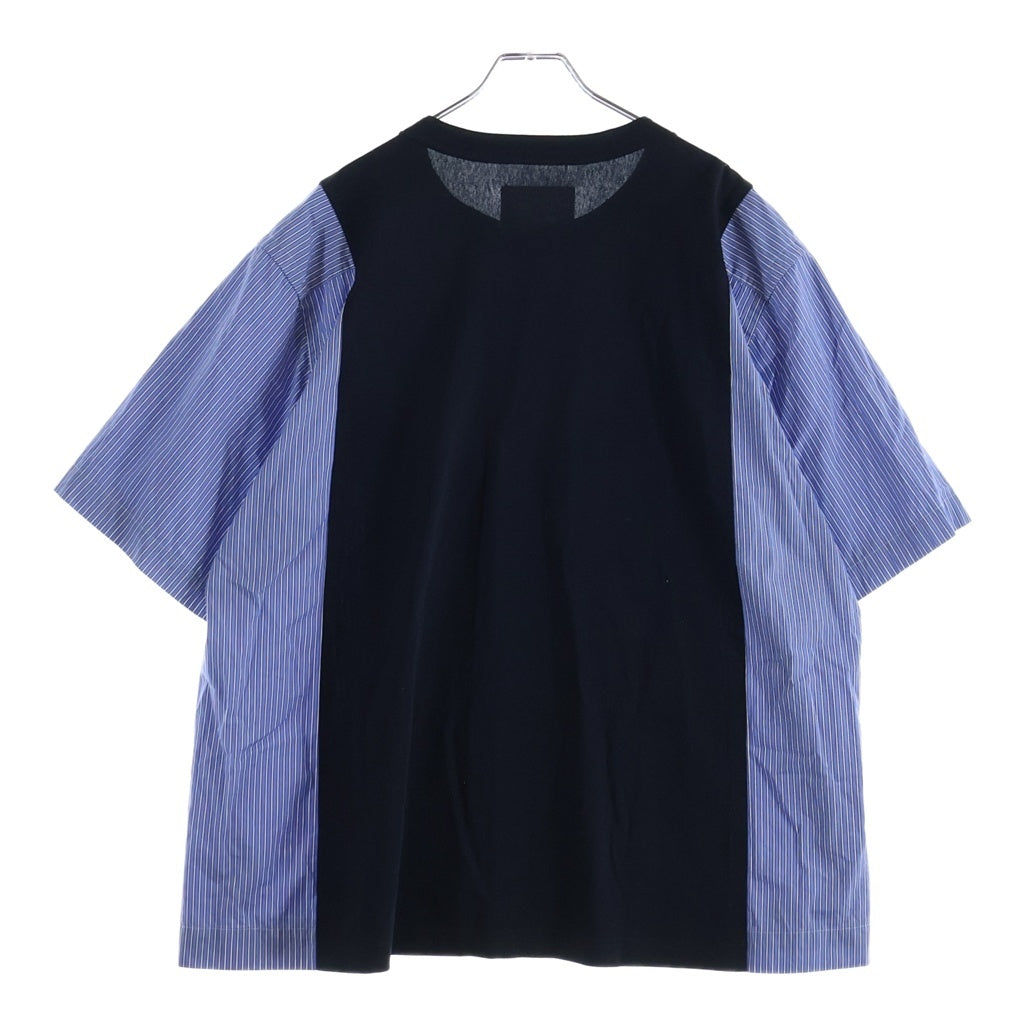 Sacai(サカイ) Poplin x Cotton Jersey T-Shirt ポプリン × コットンジャージー 半袖 クルーネック Tシャツ ブラック 25-03783M