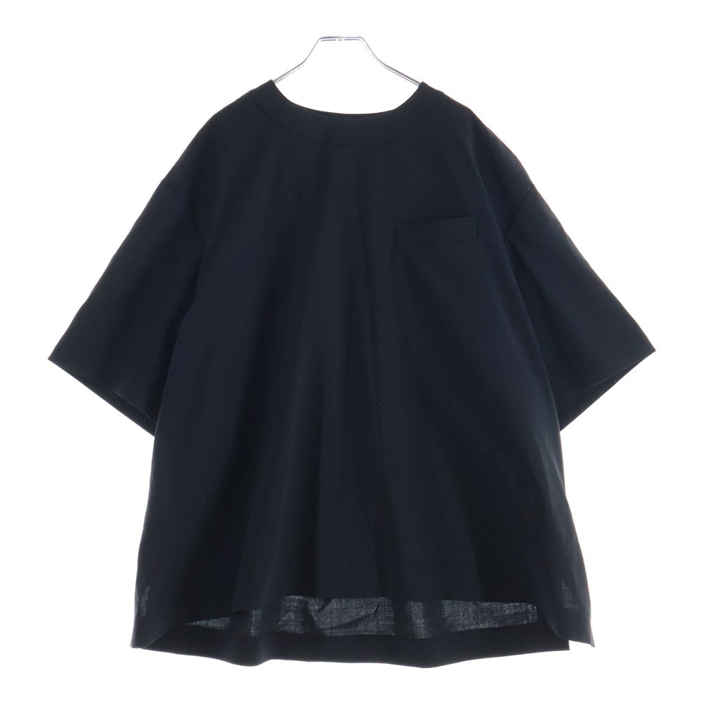 Sacai(サカイ) ショルダージップ ムネポケット オーバーサイズ プルオーバー クルーネックシャツ ブラック 21-02552M