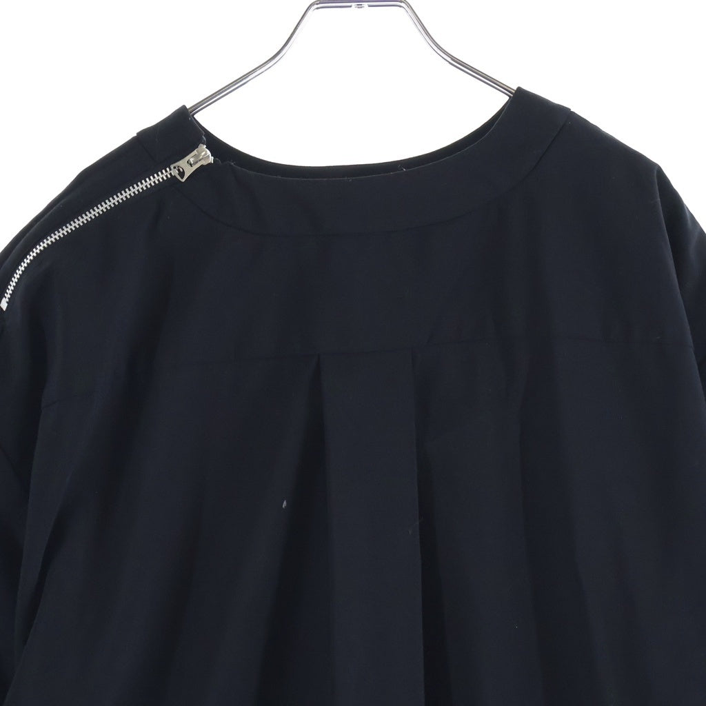 Sacai(サカイ) ショルダージップ ムネポケット オーバーサイズ プルオーバー クルーネックシャツ ブラック 21-02552M