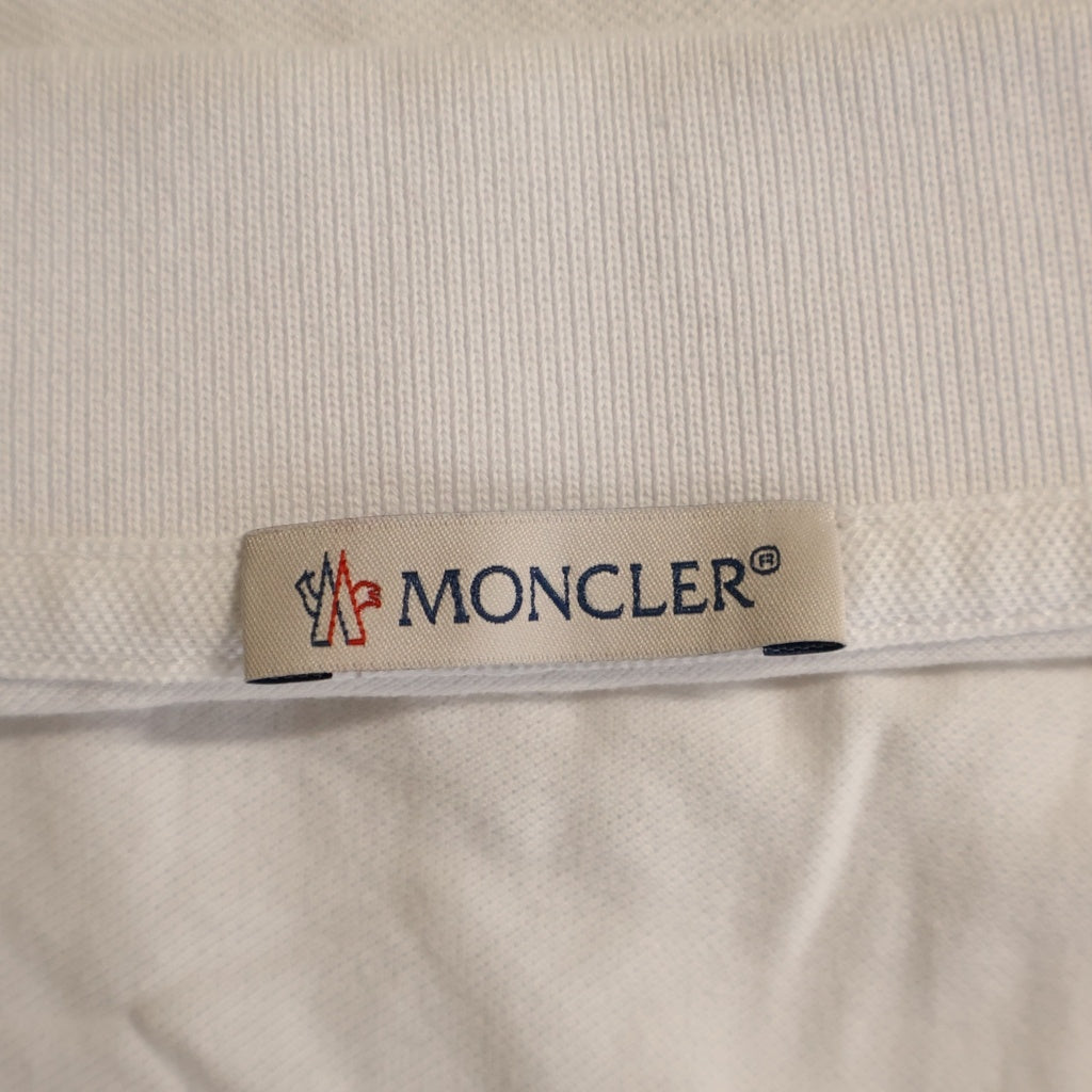 MONCLER(モンクレール) 胸ロゴ刺繍 袖パッチ 半袖 ポロシャツ ホワイト I10918A00014