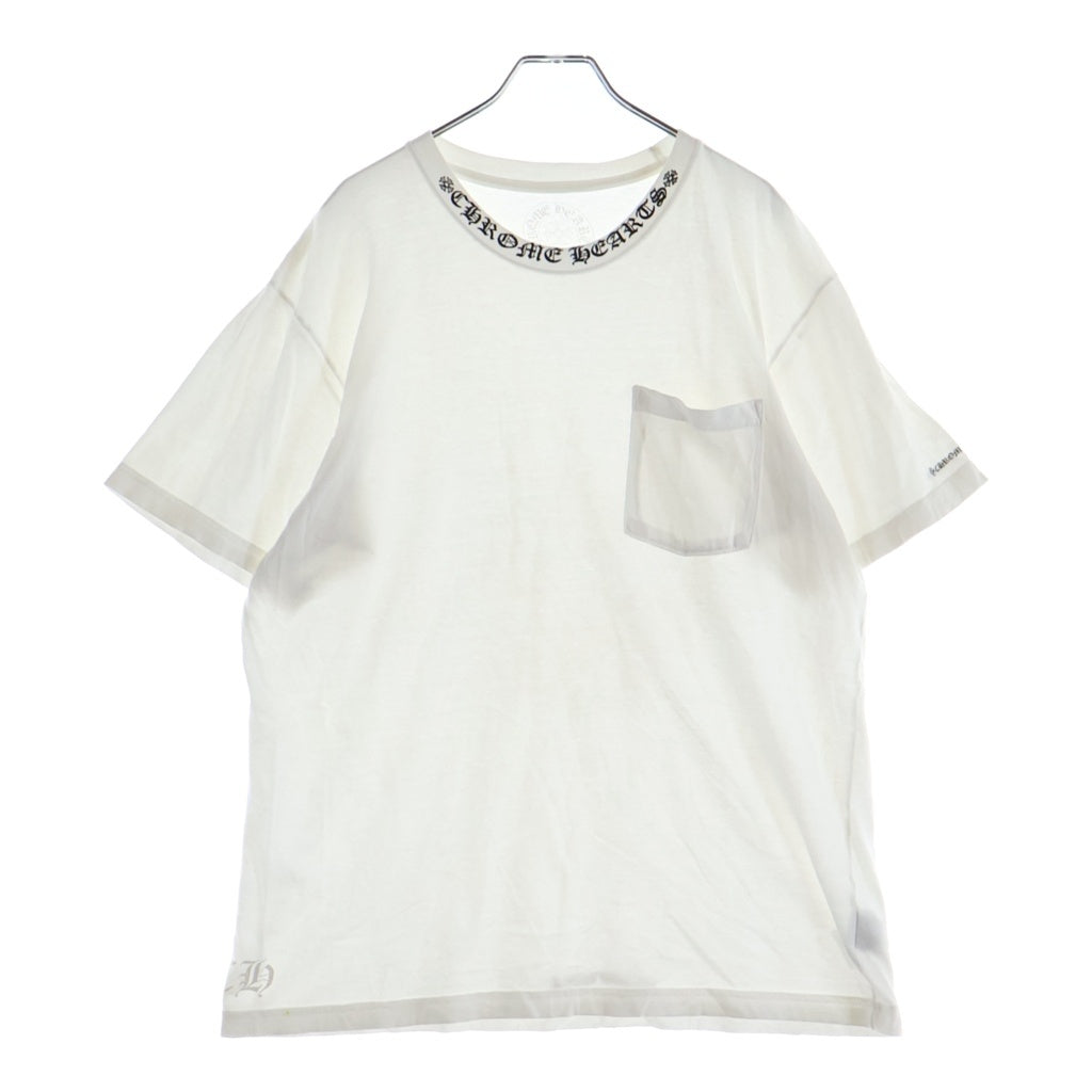 CHROME HEARTS(クロムハーツ) CH S/S NECK LOGO ネックロゴプリント 半袖Tシャツ ホワイト