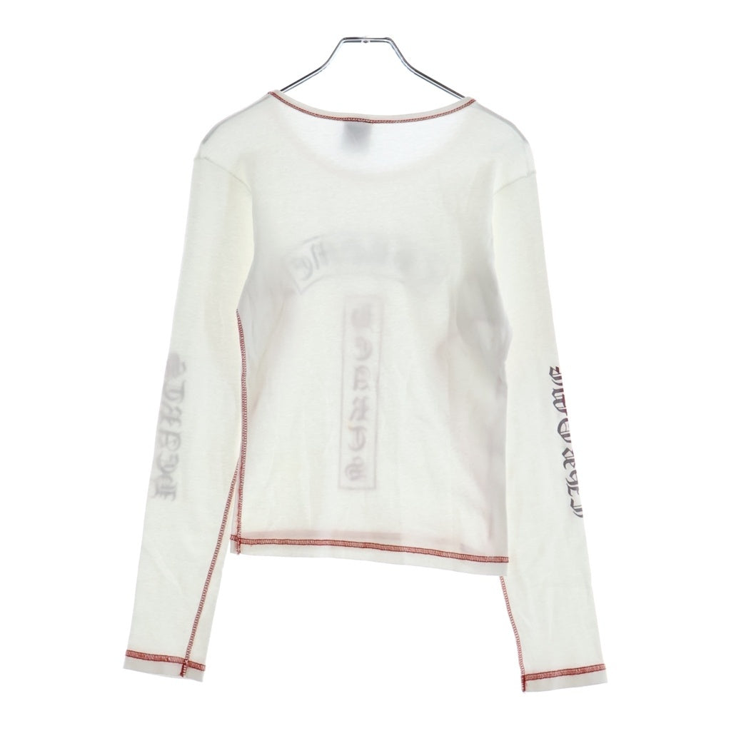 CHROME HEARTS(クロムハーツ) OLD T BAR 袖グラデーションロゴ インサイドアウト 長袖 クルーネック カットソー ホワイト レディース