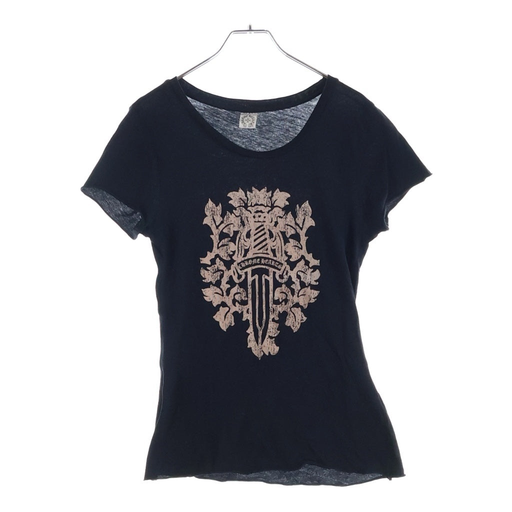 CHROME HEARTS(クロムハーツ) VINE DAGGER ヴァインダガー カットオフ 半袖 クルーネック Tシャツ ブラック レディース