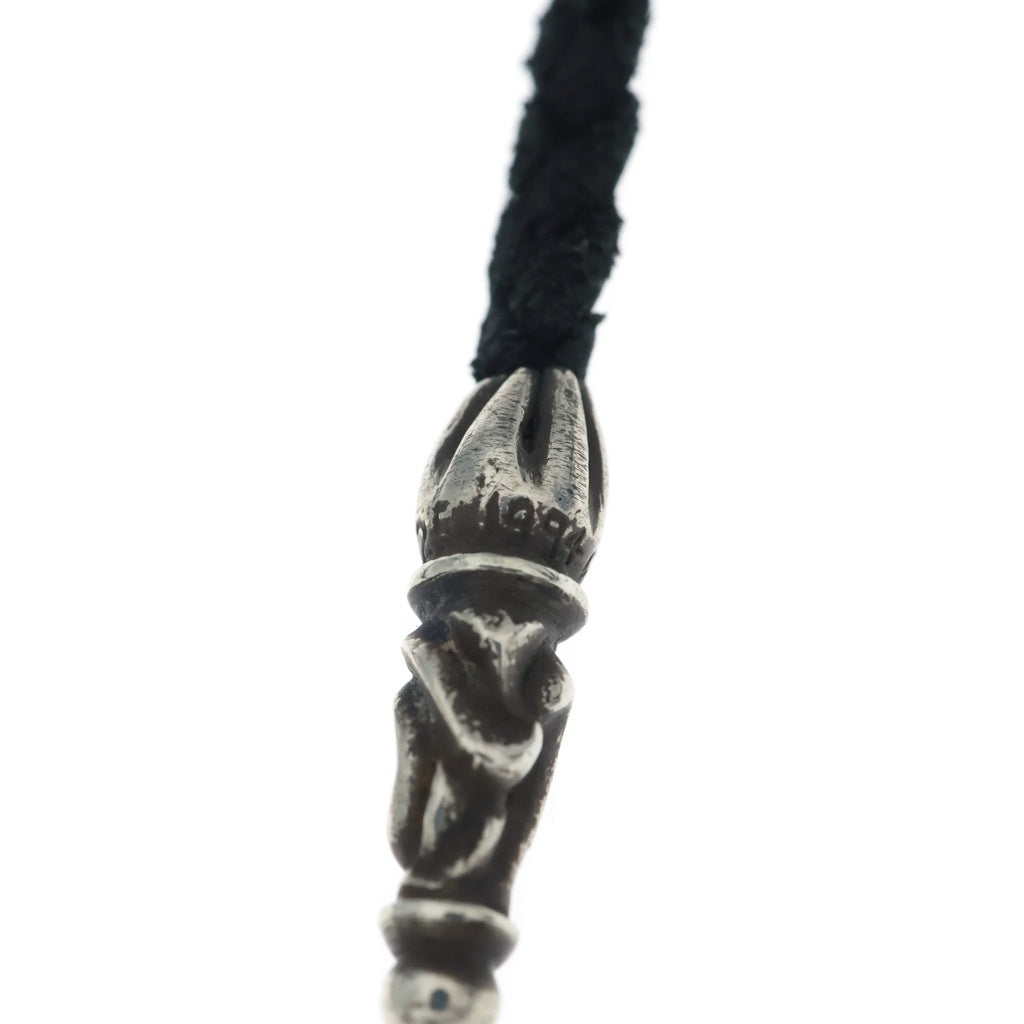 CHROME HEARTS(クロムハーツ) LEATHER BRAID スクロールレザーブレード シルバーネックレス ブラック/シルバー