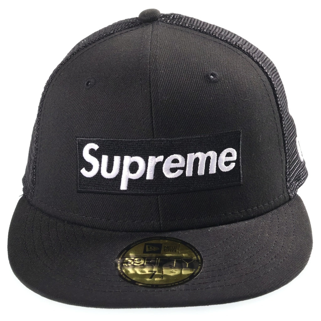 SUPREME(シュプリーム) 23SS ×NEW ERA Box Logo Mesh Back ニューエラ ボックスロゴ 6パネル メッシュベースボールキャップ 帽子 ブラック