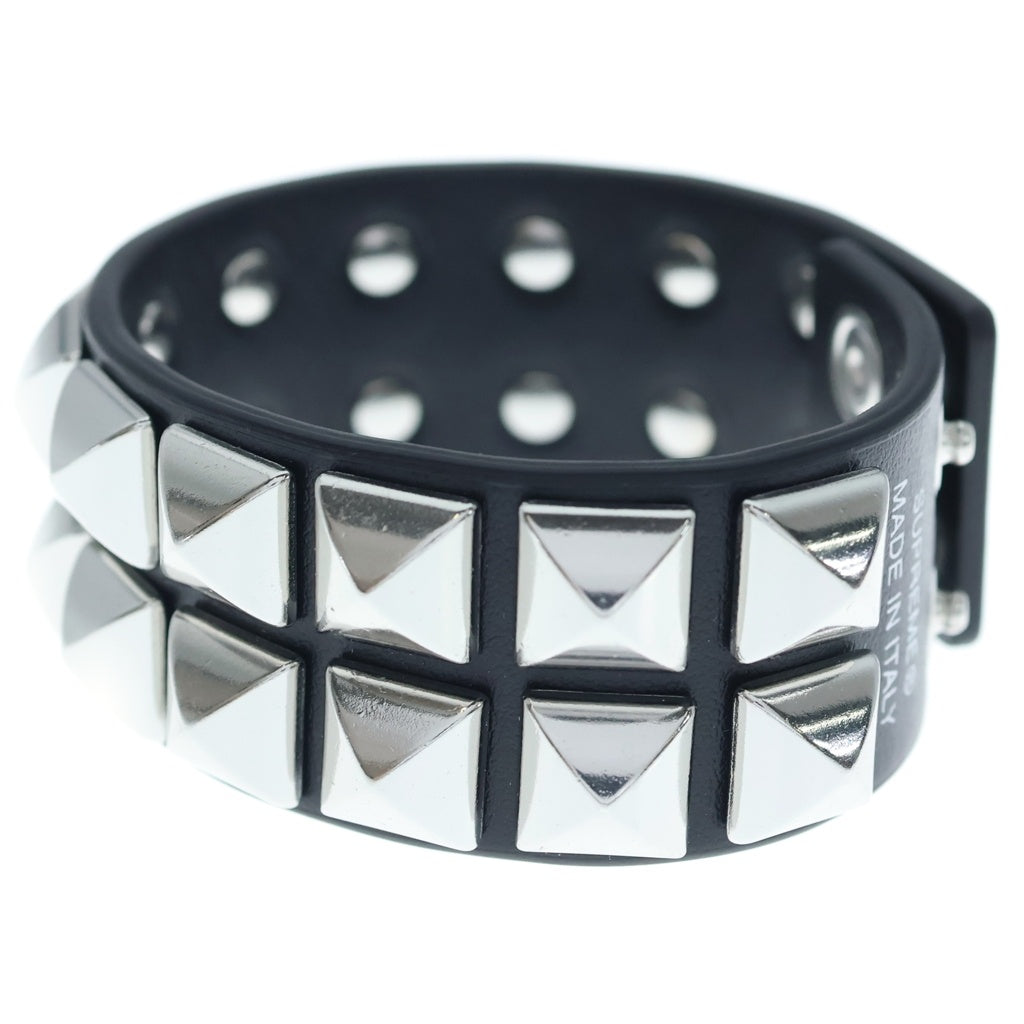 SUPREME(シュプリーム) 26SS Studded Leather Bracelet スタッズ レザー ブレスレット ブラック