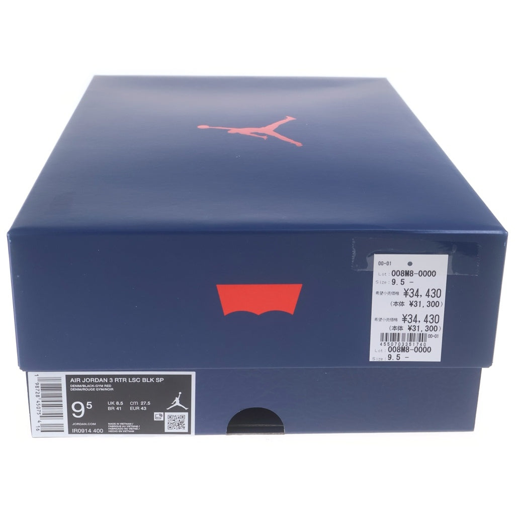NIKE(ナイキ) ×Levi's AIR JORDAN 3 RETRO SP IR0914-400 リーバイス エアジョーダン3 レトロ ローカットスニーカー ブラック/インディゴ US9.5/27.5cm