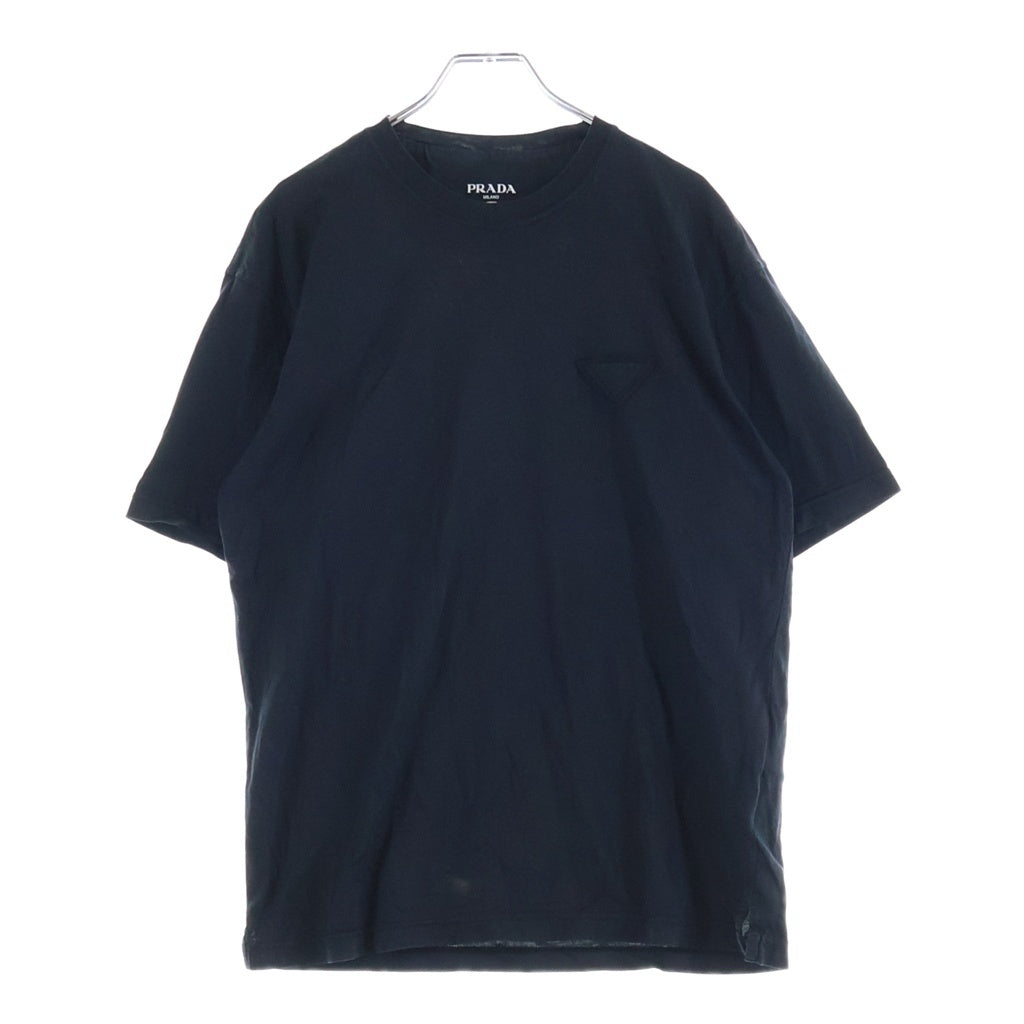 PRADA(プラダ) フロントトライアングルロゴパッチ クルーネック 半袖Tシャツ ブラック UJN852