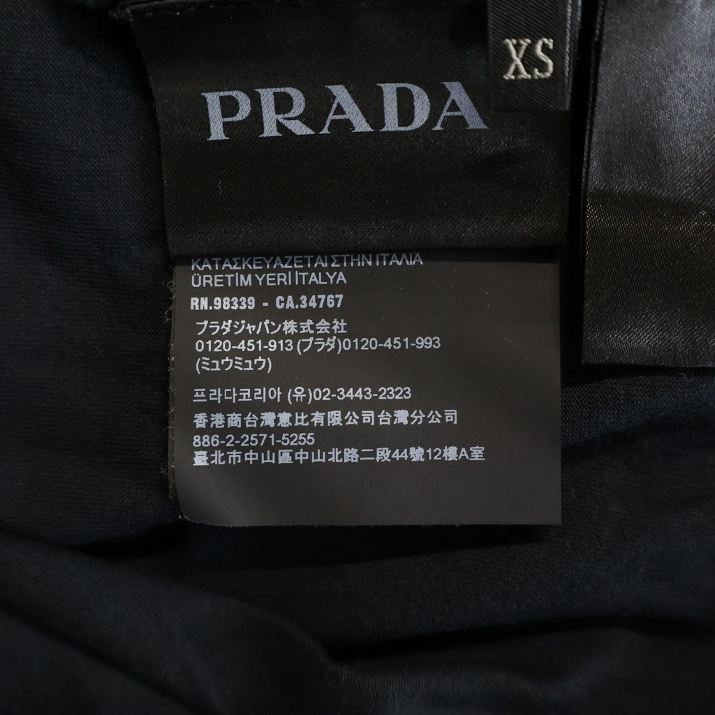 PRADA(プラダ) フロントトライアングルロゴパッチ クルーネック 半袖Tシャツ ブラック UJN852