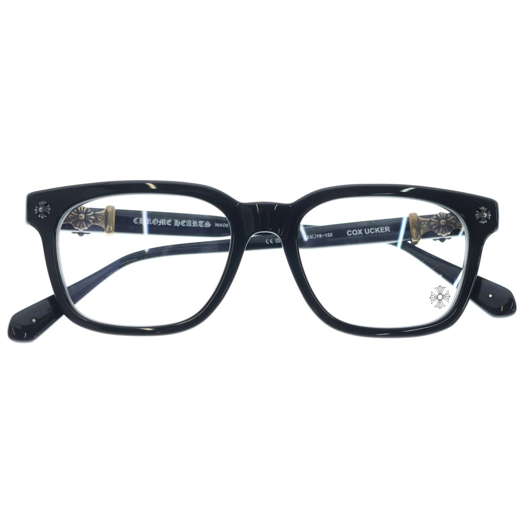 CHROME HEARTS(クロムハーツ) COX UCKER コックサッカー CHクロステンプル ウェリントンメガネ アイウェア ブラック/シルバー