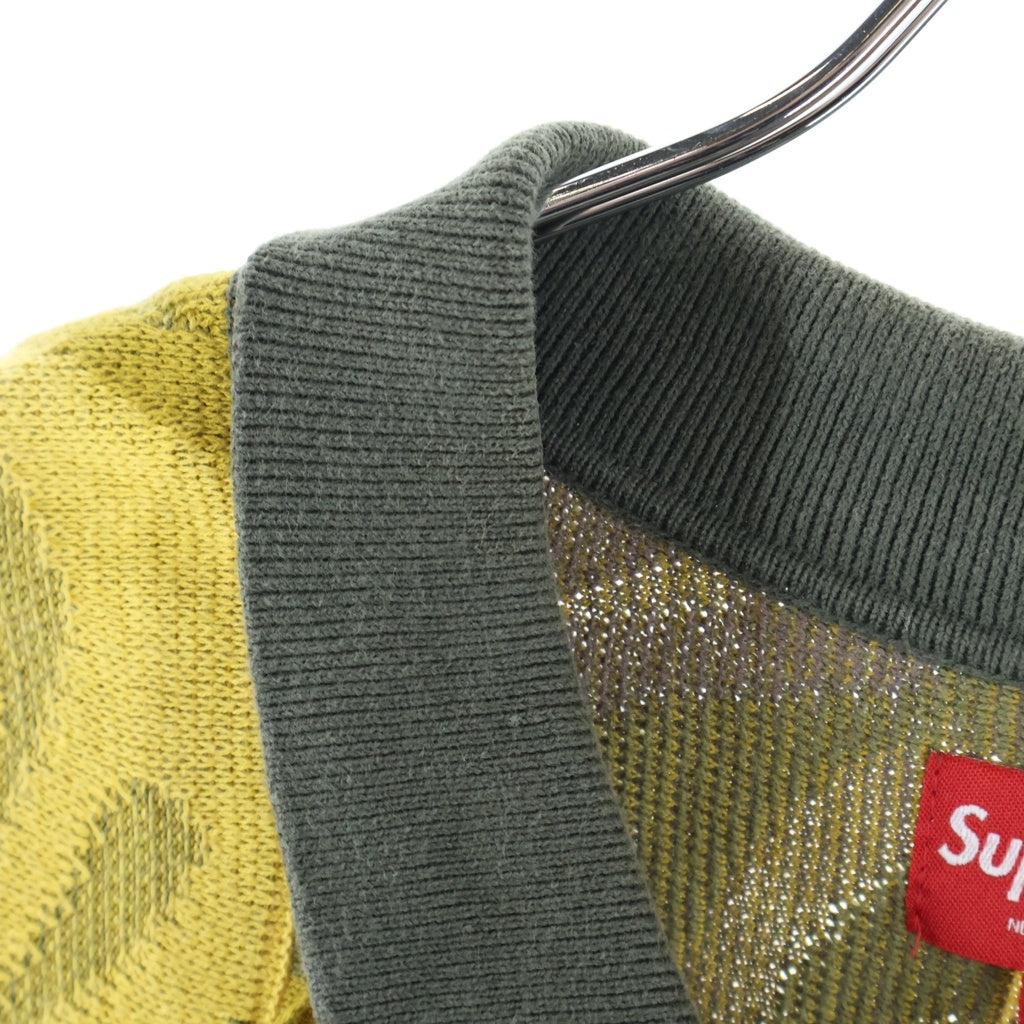 SUPREME(シュプリーム) 22SS Abstract Textured Zip Up Polo アブストラクト テクスチャー ジップアップ 半袖ポロシャツ イエロー/グリーン