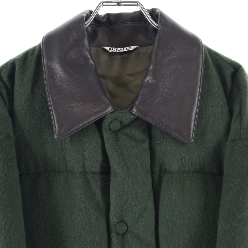 AURALEE(オーラリー) 25AW BABY CAMEL FLANNEL DOWN BLOUSON 襟レザー ダウンジャケット カーキ A25AB02BF