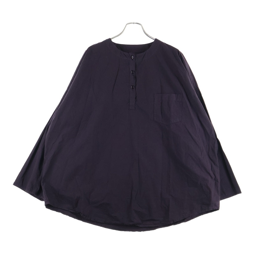 NO BRAND(ノーブランド) Chez VIDALENC Pull Over Shirt コットン ノーカラーシャツ パープル