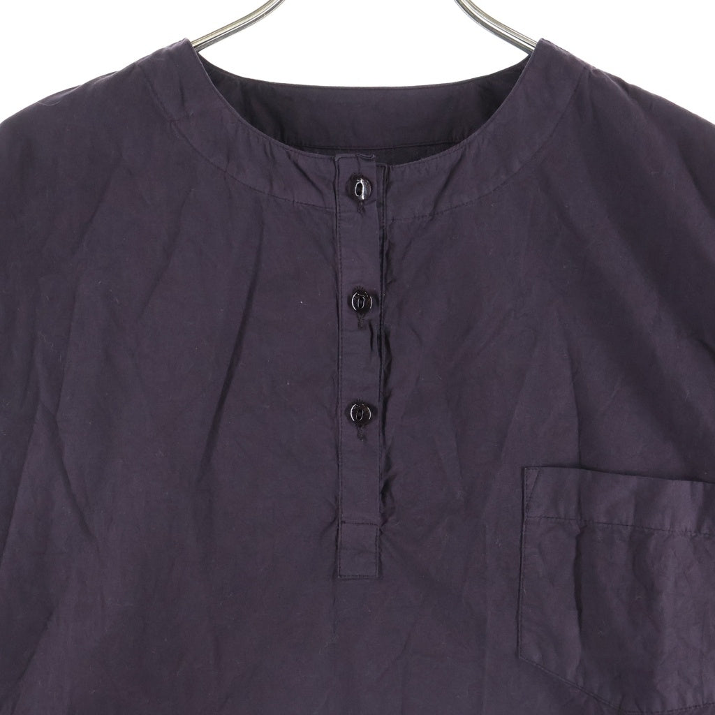 NO BRAND(ノーブランド) Chez VIDALENC Pull Over Shirt コットン ノーカラーシャツ パープル