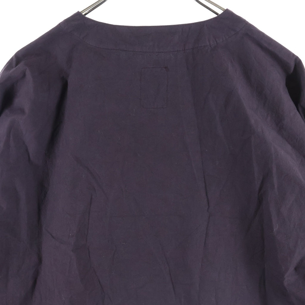 NO BRAND(ノーブランド) Chez VIDALENC Pull Over Shirt コットン ノーカラーシャツ パープル