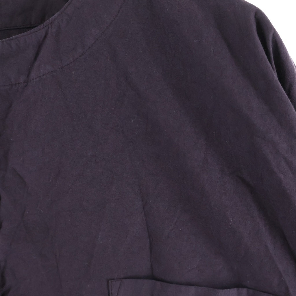 NO BRAND(ノーブランド) Chez VIDALENC Pull Over Shirt コットン ノーカラーシャツ パープル
