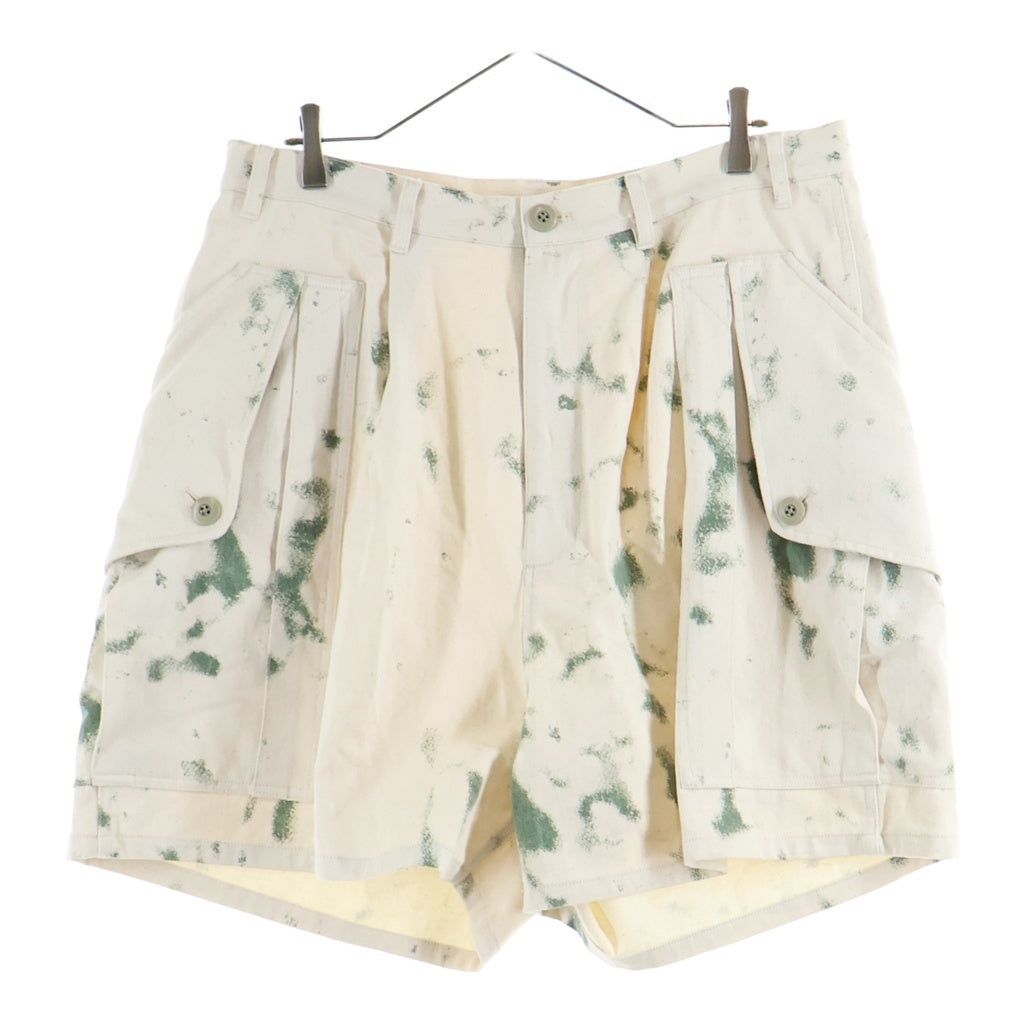 NO BRAND(ノーブランド) GURANK Camo Cargo Shorts グランク カモ カーゴ ショーツ ハーフパンツ アイボリー/グリーン 25K02