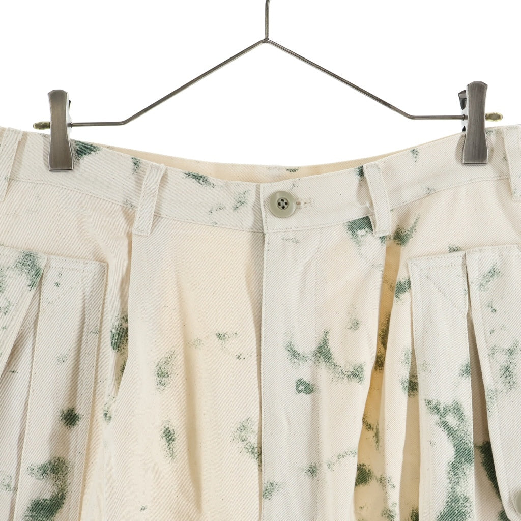 NO BRAND(ノーブランド) GURANK Camo Cargo Shorts グランク カモ カーゴ ショーツ ハーフパンツ アイボリー/グリーン 25K02