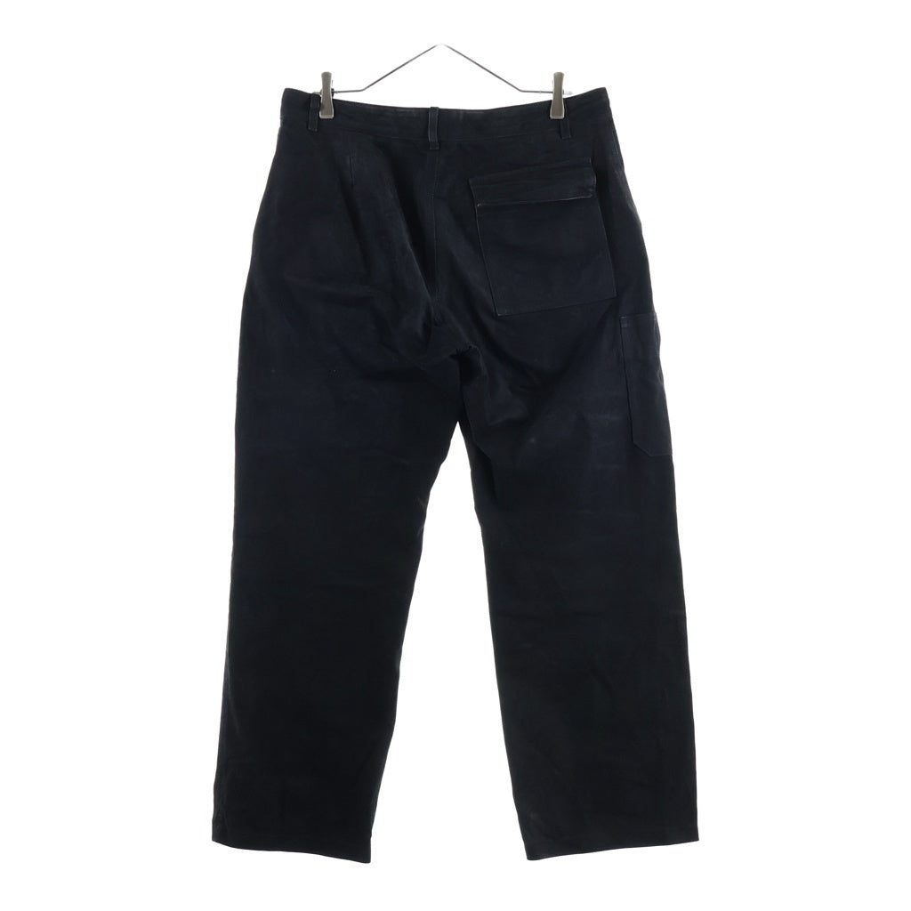 1205(イチニーゼロゴ) Nubuck Leather Pant CLOVE-L ヌバックレザー ストレートパンツ ブラック