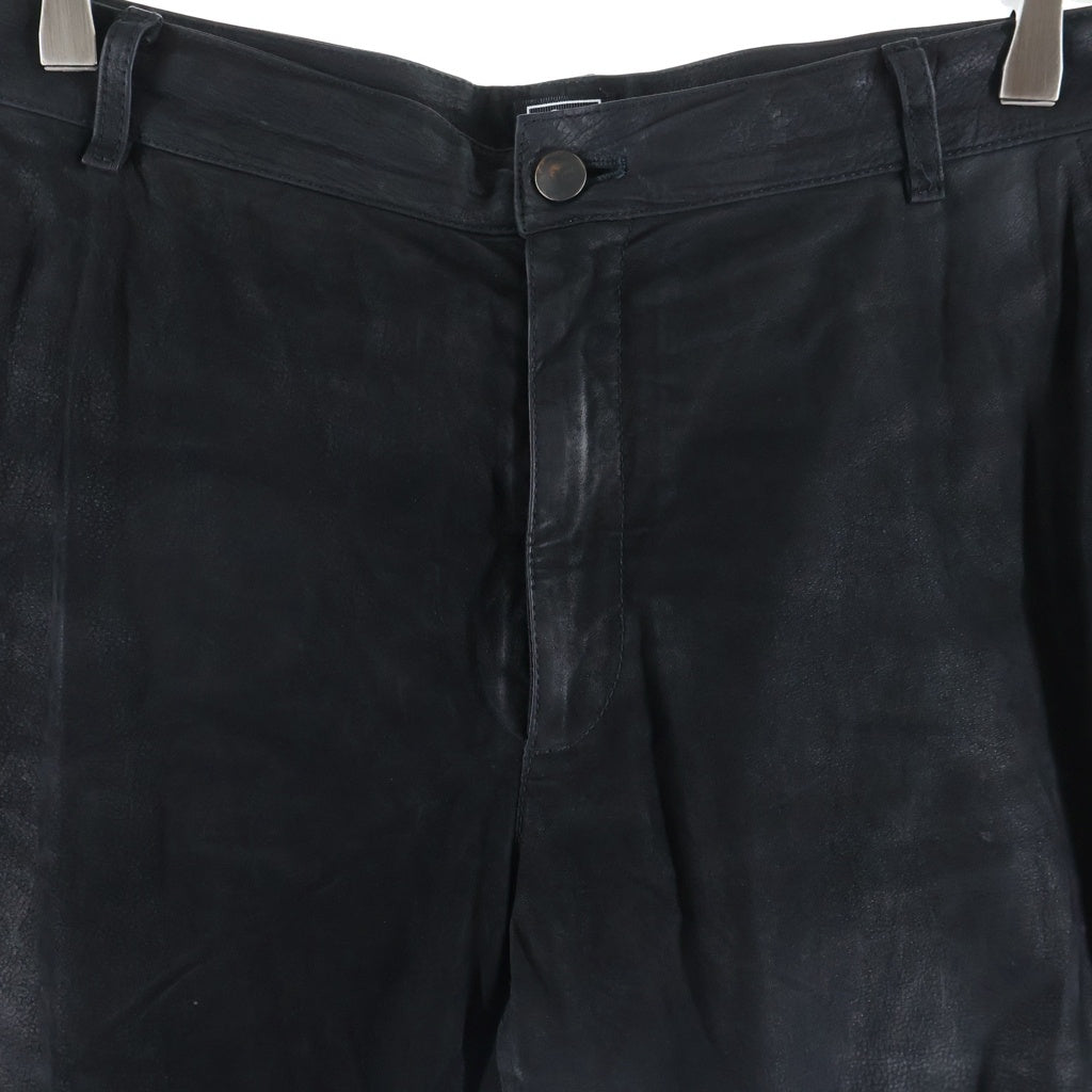 1205(イチニーゼロゴ) Nubuck Leather Pant CLOVE-L ヌバックレザー ストレートパンツ ブラック