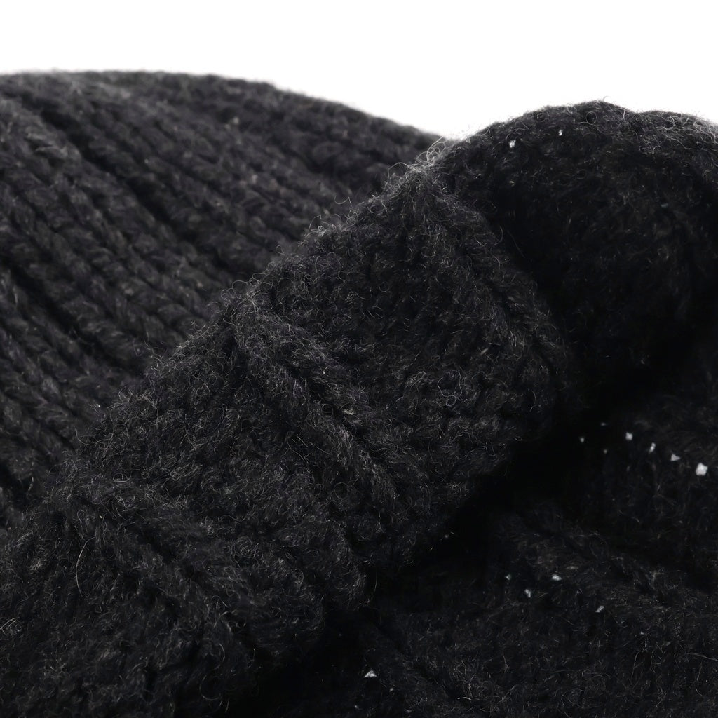 CHROME HEARTS(クロムハーツ) CASHMERE BEANIE クロスパッチ付き カシミヤ クロスボール シングルビーニー ニット帽 ブラック