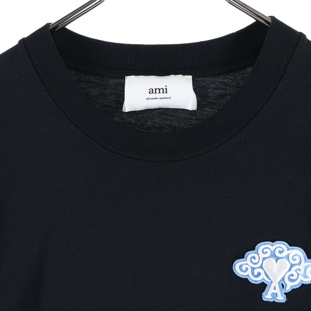 AMI Alexandre Mattiussi(アミアレクサンドルマテュッシ) 24SS 辰年 ハートロゴ 半袖 クルーネック Tシャツ ブラック