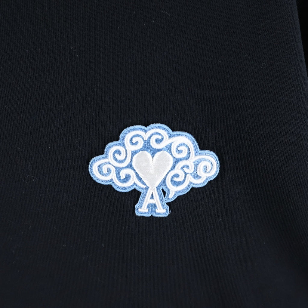 AMI Alexandre Mattiussi(アミアレクサンドルマテュッシ) 24SS 辰年 ハートロゴ 半袖 クルーネック Tシャツ ブラック