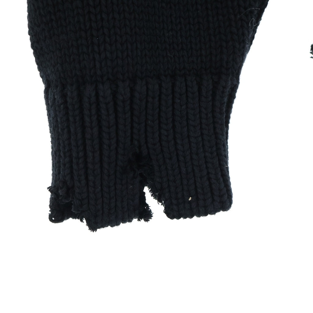 BALENCIAGA(バレンシアガ) 21AW キャンペーンロゴ ダメージニットフーディーセーター ロングスリーブカットソー レイヤード ブラック MK06 662718 T3212