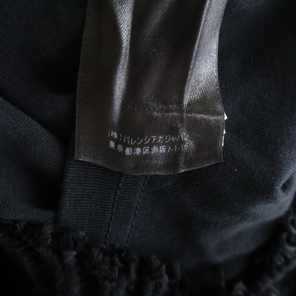 BALENCIAGA(バレンシアガ) 21AW キャンペーンロゴ ダメージニットフーディーセーター ロングスリーブカットソー レイヤード ブラック MK06 662718 T3212