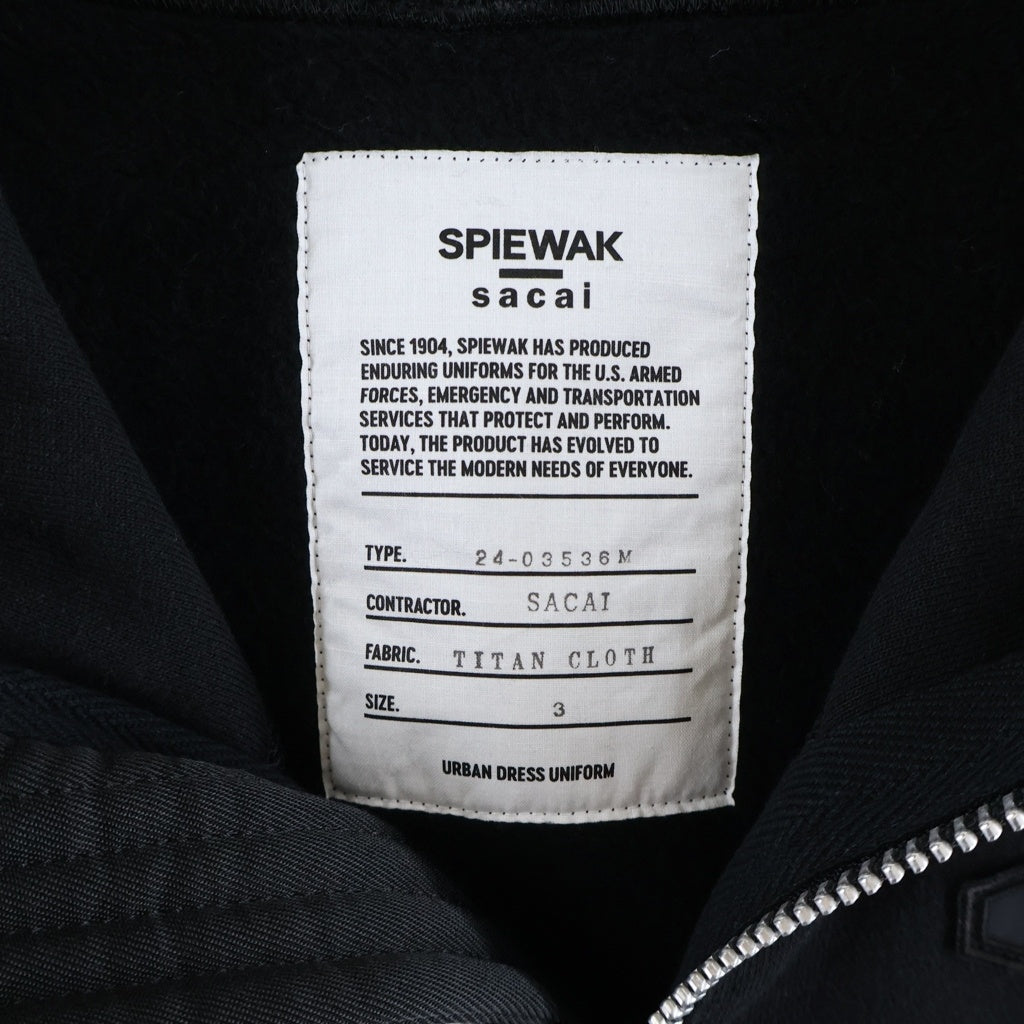 Sacai(サカイ) 24AW ×SPIEWAK Multi Patch Cotton Jersey Hoodie スピワック マルチパッチ コットンジャージフーディ ジップアップパーカー ブラック 24-03536M