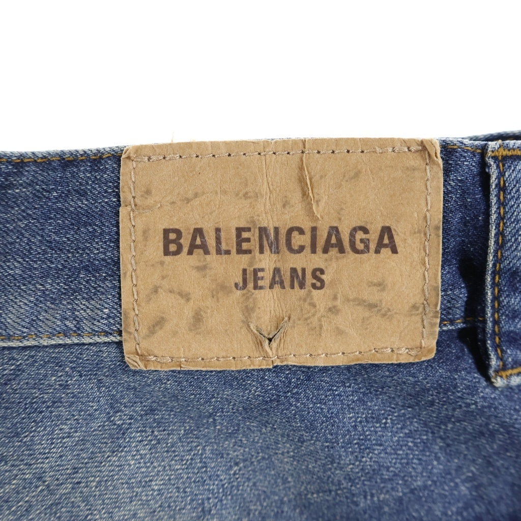 BALENCIAGA(バレンシアガ) George V BAGGY PANTS 814161 TRW62 総柄ドローコード バギーデニムワイドパンツ インディゴ