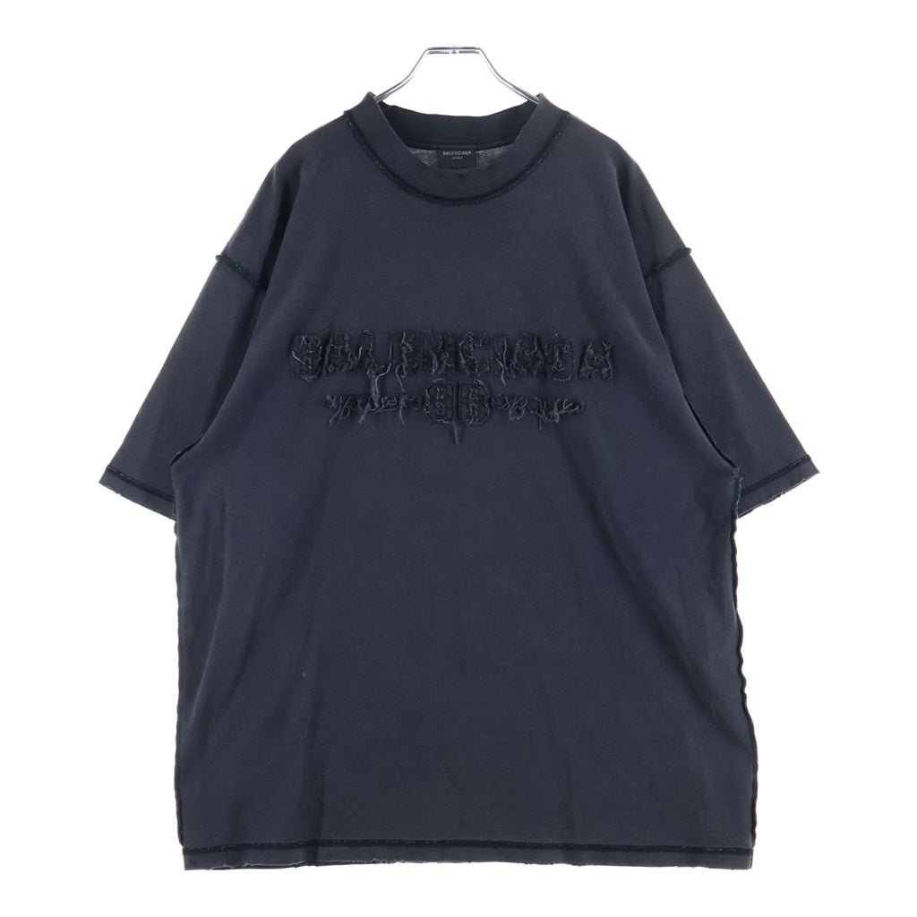 BALENCIAGA(バレンシアガ) 25SS Medium Fit T-Shirt インサイドアウトロゴ クルーネック 半袖Tシャツ グレー 822441 TSVA2
