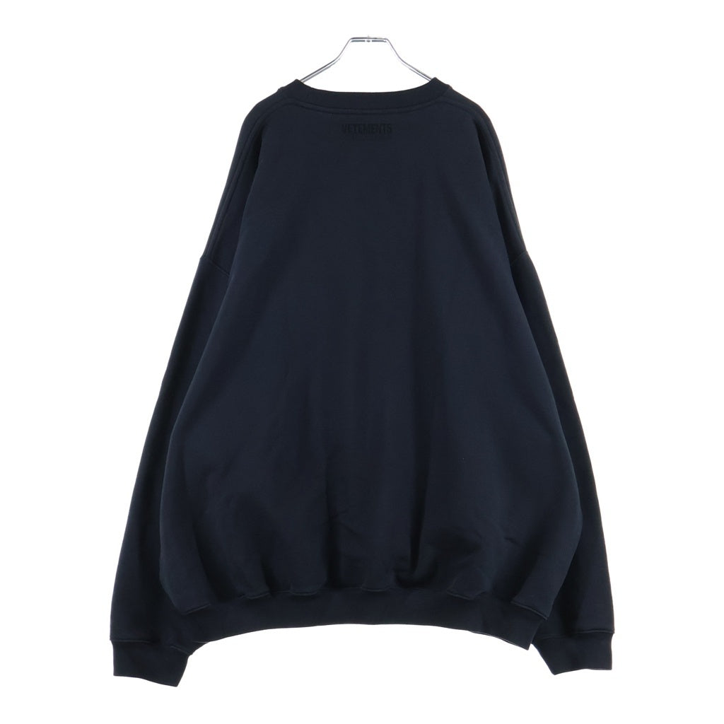 VETEMENTS(ヴェトモン) フロントロゴ刺繍 クルーネック 長袖スウェット ブラック