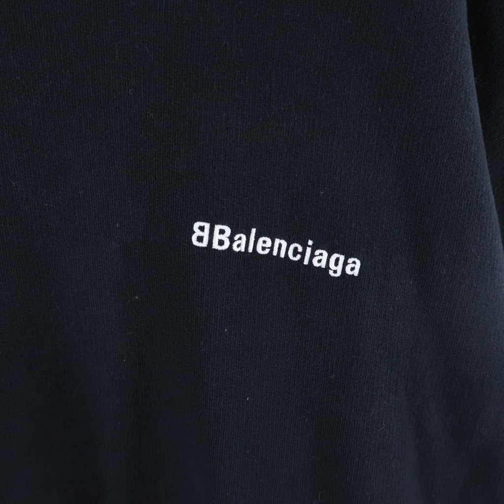 BALENCIAGA(バレンシアガ) BBロゴ刺繍 クルーネック 長袖スウェット トレーナー ブラック 652981 TJV85