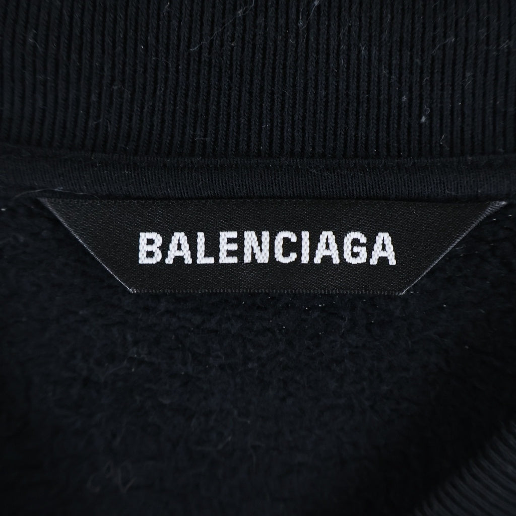 BALENCIAGA(バレンシアガ) BBロゴ刺繍 クルーネック 長袖スウェット トレーナー ブラック 652981 TJV85
