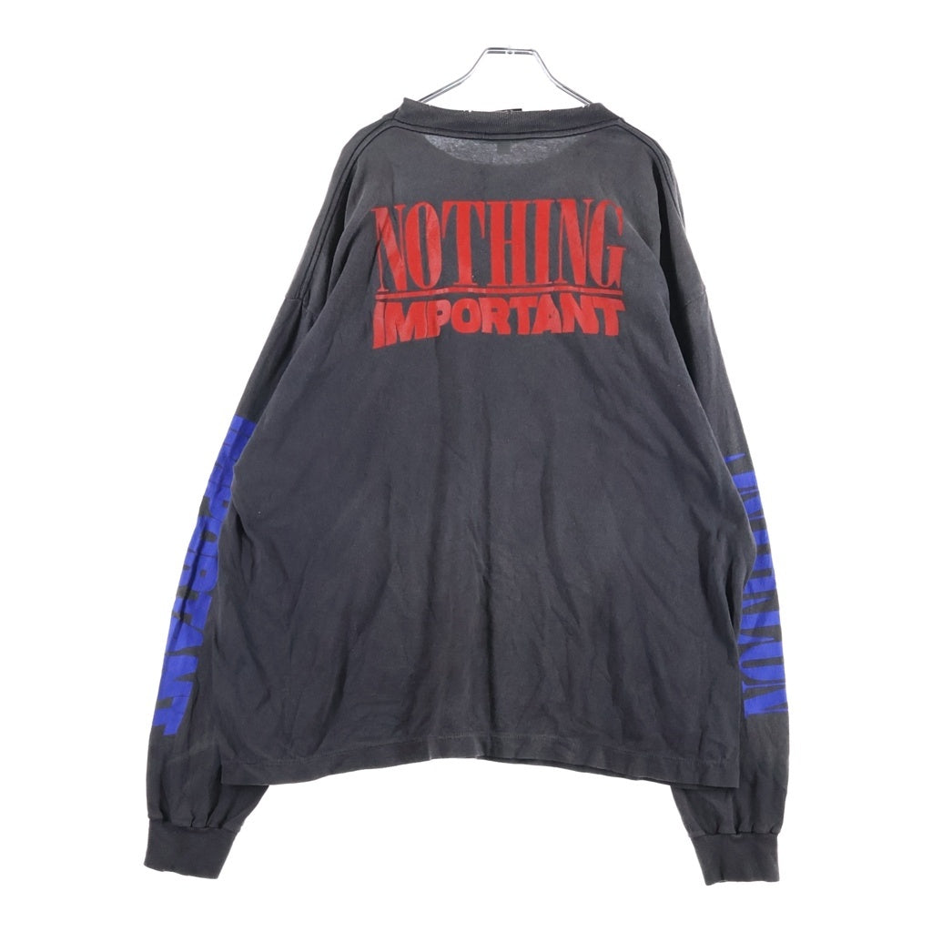 SAINT MICHAEL(セントマイケル) 24AW KK_LS TEE NOTHING IMP 長袖 クルーネック カットソー ブラック SM-YS1-0000-C35