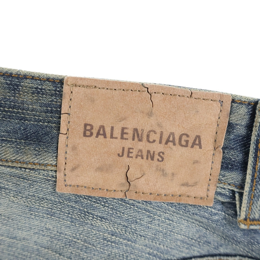 BALENCIAGA(バレンシアガ) 24AW Y2K Stretched Knee Baggy Jeans トライバルプリント ワイドデニムパンツ インディゴ 809360 TRW77