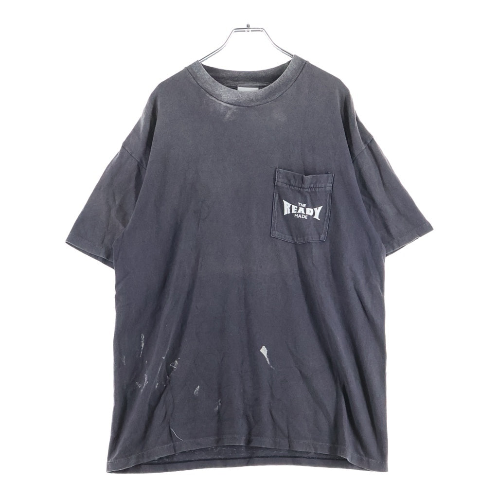 READY MADE(レディメイド) 24SS POCKET T-SHIRT フロントプリント ポケット半袖Tシャツ カットソー ブラック RE-CO-BK-00-00-278