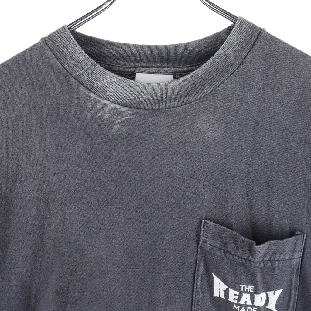 READY MADE(レディメイド) 24SS POCKET T-SHIRT フロントプリント ポケット半袖Tシャツ カットソー ブラック RE-CO-BK-00-00-278