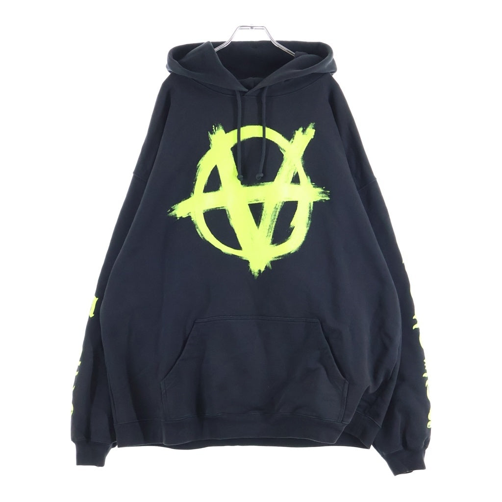 VETEMENTS(ヴェトモン) 22AW Double Anarchy Hoodie ダブルアナーキー フーディ プルオーバースウェットパーカー ブラック UA53HD340N